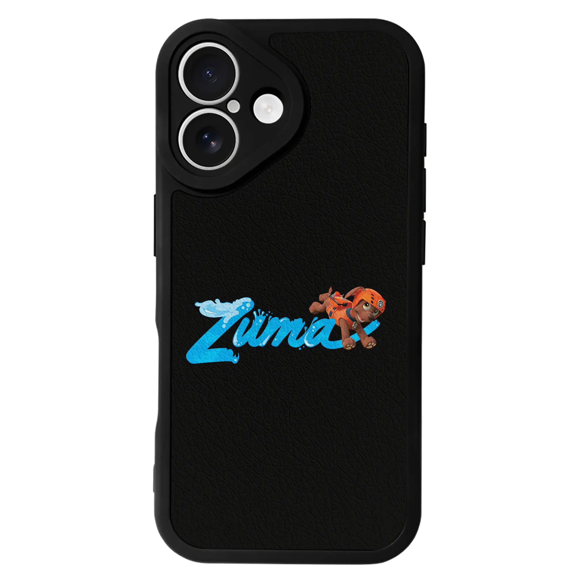 パウ・パトロール グッズ ズーマ - IPhone 16シリーズ対応 ・ シリコンスマホケース ・ レザー調 ・ 高精度フィット ・ 耐衝撃 ・ ワイヤレス充電対応 ・ 精密カット